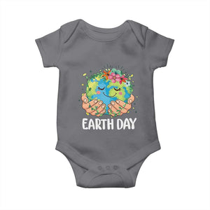 Cute Earth with Floral Earth Day Baby Onesie TS14 Charcoal Print Your Wear