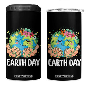 Cute Earth with Floral Earth Day 4 in 1 Can Cooler Tumbler TS14 One Size: 16 oz Black Print Your Wear