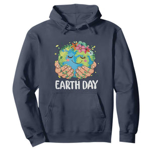 Cute Earth with Floral Earth Day Hoodie TS14 Navy Print Your Wear