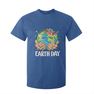 Cute Earth with Floral Earth Day T Shirt For Kid TS14 Royal Blue Print Your Wear