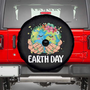 Cute Earth with Floral Earth Day Spare Tire Cover TS14 Black Print Your Wear