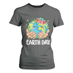 Cute Earth with Floral Earth Day T Shirt For Women TS14 Dark Heather Print Your Wear