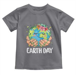 Cute Earth with Floral Earth Day Toddler T Shirt TS14 Charcoal Print Your Wear