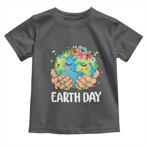 Cute Earth with Floral Earth Day Toddler T Shirt TS14 Dark Heather Print Your Wear