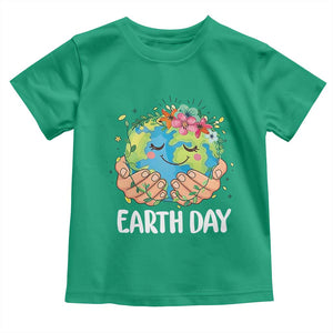 Cute Earth with Floral Earth Day Toddler T Shirt TS14 Irish Green Print Your Wear
