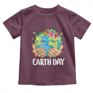 Cute Earth with Floral Earth Day Toddler T Shirt TS14 Maroon Print Your Wear