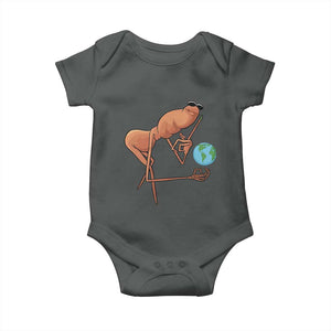 Happy Earth Day Baby Onesie Funny Marcus The Worm Eco Friendly TS14 Dark Heather Print Your Wear