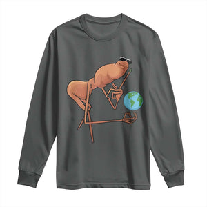 Happy Earth Day Long Sleeve Shirt Funny Marcus The Worm Eco Friendly TS14 Dark Heather Print Your Wear