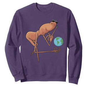 Happy Earth Day Sweatshirt Funny Marcus The Worm Eco Friendly TS14 Purple Print Your Wear