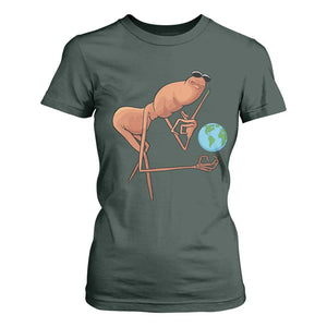 Happy Earth Day T Shirt For Women Funny Marcus The Worm Eco Friendly TS14 Dark Forest Green Print Your Wear