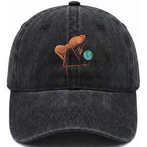 Happy Earth Day Washed Cotton Baseball Cap Funny Marcus The Worm Eco Friendly TS14 Print Your Wear