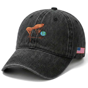 Happy Earth Day Washed Cotton Baseball Cap Funny Marcus The Worm Eco Friendly TS14 Print Your Wear