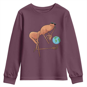 Happy Earth Day Youth Sweatshirt Funny Marcus The Worm Eco Friendly TS14 Maroon Print Your Wear