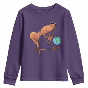 Happy Earth Day Youth Sweatshirt Funny Marcus The Worm Eco Friendly TS14 Purple Print Your Wear
