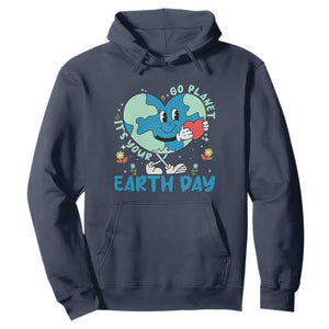 Go Planet It's Your Earth Day Hoodie Cute Nature Lover Heart Earth TS14 Navy Print Your Wear