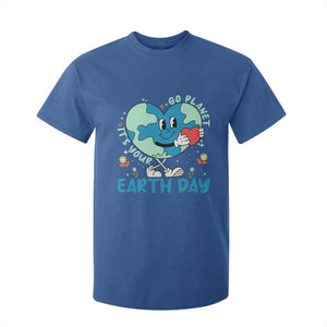 Go Planet It's Your Earth Day T Shirt For Kid Cute Nature Lover Heart Earth TS14 Royal Blue Print Your Wear