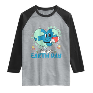Go Planet It's Your Earth Day Raglan Shirt Cute Nature Lover Heart Earth TS14 Heather Gray Black Print Your Wear