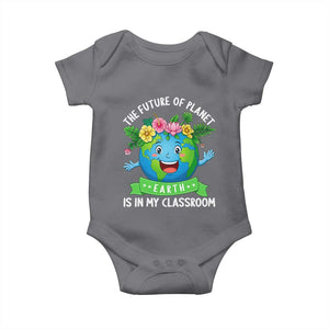 The Future Of Planet Is In My Classroom Baby Onesie Cute Earth with Floral Earth Day TS14 Charcoal Print Your Wear