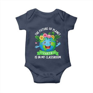 The Future Of Planet Is In My Classroom Baby Onesie Cute Earth with Floral Earth Day TS14 Navy Print Your Wear