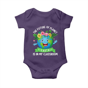 The Future Of Planet Is In My Classroom Baby Onesie Cute Earth with Floral Earth Day TS14 Purple Print Your Wear