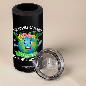 The Future Of Planet Is In My Classroom 4 in 1 Can Cooler Tumbler Cute Earth with Floral Earth Day TS14 Print Your Wear