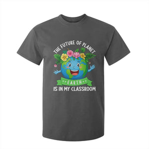 The Future Of Planet Is In My Classroom T Shirt For Kid Cute Earth with Floral Earth Day TS14 Dark Heather Print Your Wear