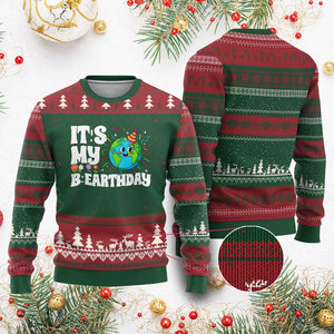 Earth Day Birthday Ugly Christmas Sweater April 22 Nature Lover Eco Birthday Party Gift TS14 Red Green Print Your Wear