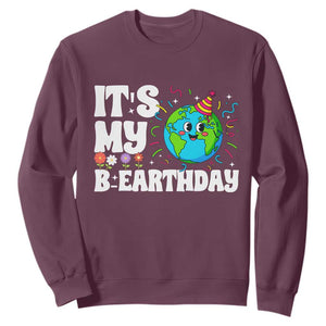 Earth Day Birthday Sweatshirt April 22 Nature Lover Eco Birthday Party Gift TS14 Maroon Print Your Wear