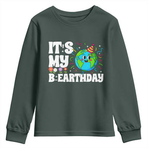 Earth Day Birthday Youth Sweatshirt April 22 Nature Lover Eco Birthday Party Gift TS14 Dark Forest Green Print Your Wear
