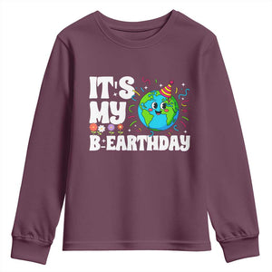 Earth Day Birthday Youth Sweatshirt April 22 Nature Lover Eco Birthday Party Gift TS14 Maroon Print Your Wear