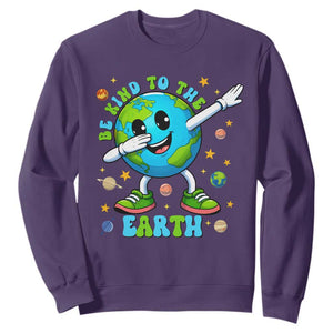 Be Kind To The Earth Sweatshirt Cute Environmental Awareness Earth Day TS14 Purple Print Your Wear