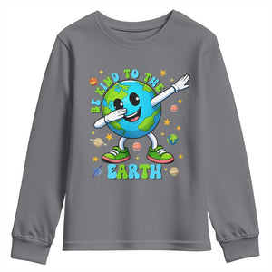 Be Kind To The Earth Youth Sweatshirt Cute Environmental Awareness Earth Day TS14 Charcoal Print Your Wear