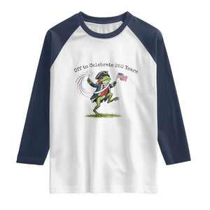 250th Anniversary USA Raglan Shirt Funny Patriotic Frog USA Independence Day TS14 White Navy Print Your Wear