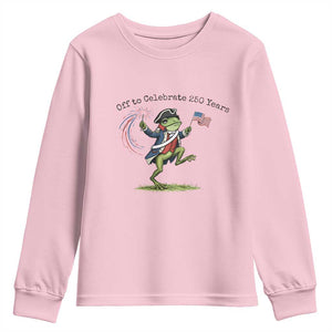 250th Anniversary USA Youth Sweatshirt Funny Patriotic Frog USA Independence Day TS14 Light Pink Print Your Wear
