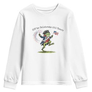 250th Anniversary USA Youth Sweatshirt Funny Patriotic Frog USA Independence Day TS14 White Print Your Wear