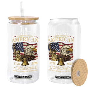 USA 250th Anniversary Glass Can America 1776-2026 Patriotic Eagle Liberty Bell TS14 Print Your Wear