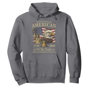 USA 250th Anniversary Hoodie America 1776-2026 Patriotic Eagle Liberty Bell TS14 Charcoal Print Your Wear