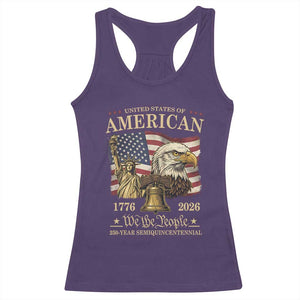 USA 250th Anniversary Racerback Tank Top America 1776-2026 Patriotic Eagle Liberty Bell TS14 Purple Print Your Wear