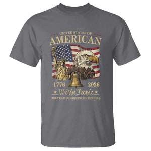 USA 250th Anniversary T Shirt America 1776-2026 Patriotic Eagle Liberty Bell TS14 Charcoal Print Your Wear