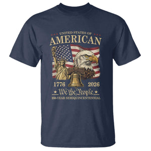 USA 250th Anniversary T Shirt America 1776-2026 Patriotic Eagle Liberty Bell TS14 Navy Print Your Wear