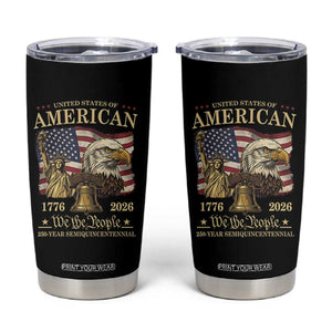 USA 250th Anniversary Tumbler Cup America 1776-2026 Patriotic Eagle Liberty Bell TS14 Black Print Your Wear