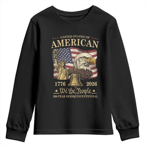 USA 250th Anniversary Youth Sweatshirt America 1776-2026 Patriotic Eagle Liberty Bell TS14 Black Print Your Wear