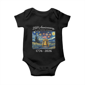 USA 250th Anniversary Baby Onesie Liberty Bell 17762026 Patriotic American Flag Starry Night TS14 Black Print Your Wear