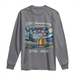 USA 250th Anniversary Long Sleeve Shirt Liberty Bell 17762026 Patriotic American Flag Starry Night TS14 Charcoal Print Your Wear