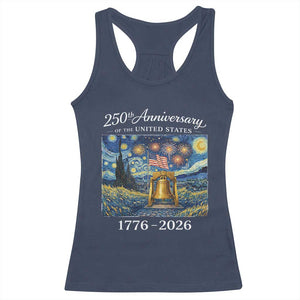 USA 250th Anniversary Racerback Tank Top Liberty Bell 17762026 Patriotic American Flag Starry Night TS14 Navy Print Your Wear