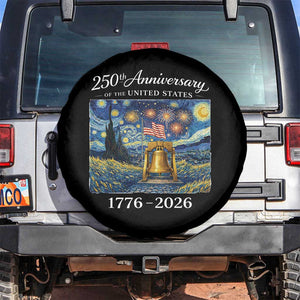 USA 250th Anniversary Spare Tire Cover Liberty Bell 17762026 Patriotic American Flag Starry Night TS14 No hole Black Print Your Wear