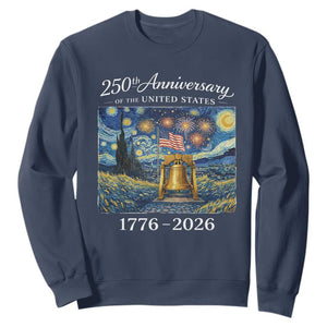 USA 250th Anniversary Sweatshirt Liberty Bell 17762026 Patriotic American Flag Starry Night TS14 Navy Print Your Wear