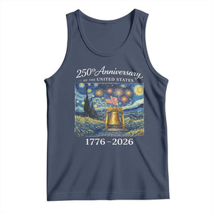 USA 250th Anniversary Tank Top Liberty Bell 17762026 Patriotic American Flag Starry Night TS14 Navy Print Your Wear