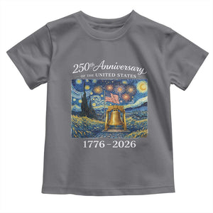 USA 250th Anniversary Toddler T Shirt Liberty Bell 17762026 Patriotic American Flag Starry Night TS14 Charcoal Print Your Wear