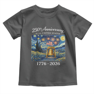 USA 250th Anniversary Toddler T Shirt Liberty Bell 17762026 Patriotic American Flag Starry Night TS14 Dark Heather Print Your Wear